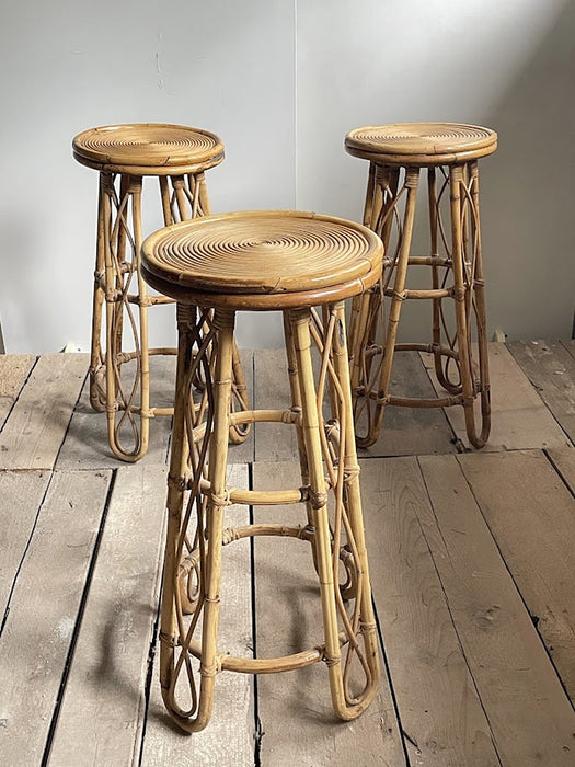 Vintage Sculptural Rattan Bar Stool, Japan, 1970s