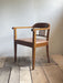 Swiss Art Deco Wood Armchair with Brown Leather Seat, 1930s