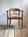 Swiss Art Deco Wood Armchair with Brown Leather Seat, 1930s