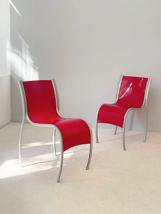 Pair of Ron Arad Red FPE Side chairs Kartell Italy 