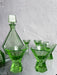 Green Glass Art Deco Liquor decanter set