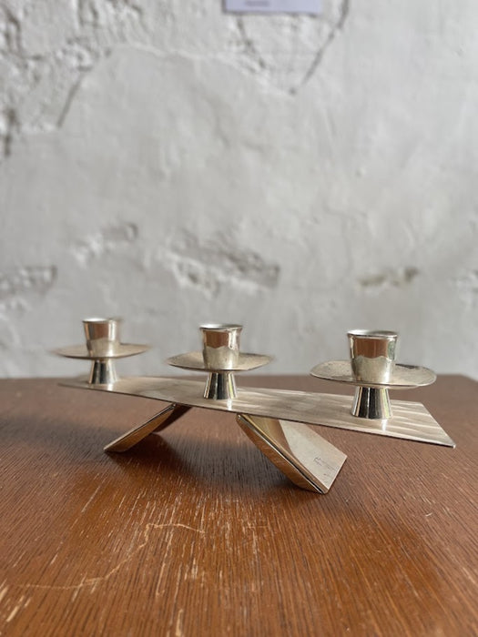 Silver-Plated Modernist Triple Candle Holder 1960s