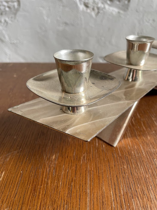 Silver-Plated Modernist Triple Candle Holder 1960s