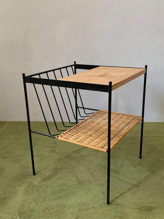 Wood, Wicker and Iron Magazine Table from 1960's
