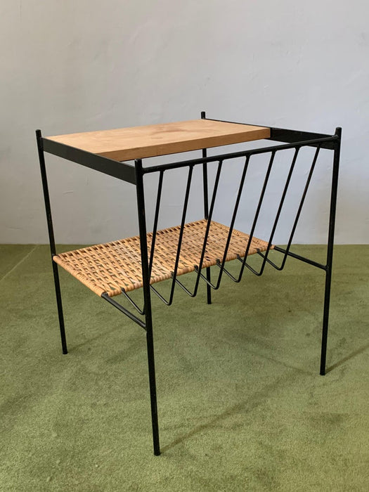 Wood, Wicker and Iron Magazine Table from 1960's