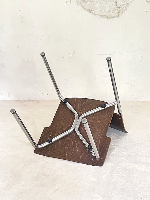 Kusch + Co Plywood and Chrome Stacking Chairs, Germany, 1970s
