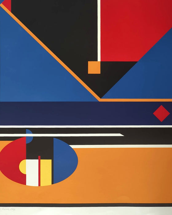 Modern Geometric Silkscreen Print by József Kádár, 1997 (Edition 12/25)