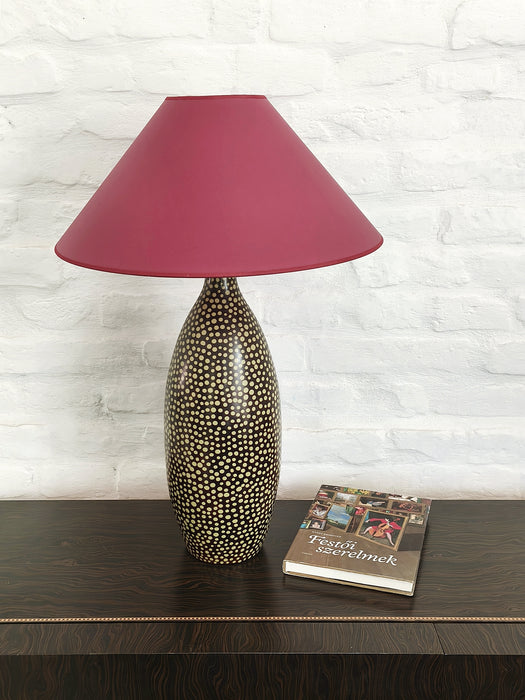 Chulucanas Handcrafted Ceramic Table Lamp, Peru, Dated 2005