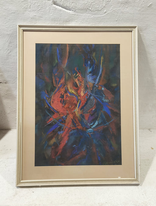 Sz. Kovács Géza “Shaman Dance II” Framed Pastel Painting, Hungary 2001