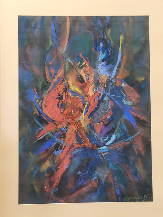Sz. Kovács Géza “Shaman Dance II” Framed Pastel Painting, Hungary 2001