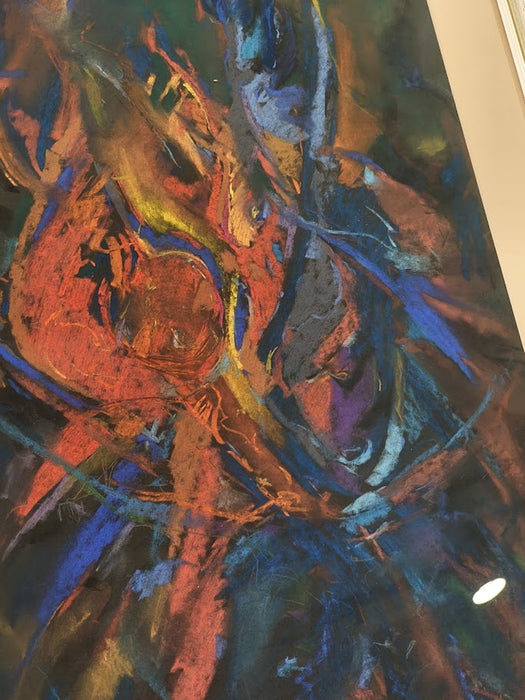 Sz. Kovács Géza “Shaman Dance II” Framed Pastel Painting, Hungary 2001