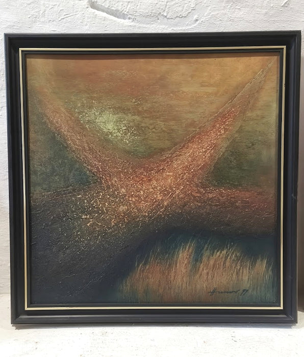 Gyurkovics Hunor “Utak / Roads” Abstract Oil Painting, Hungary 1999