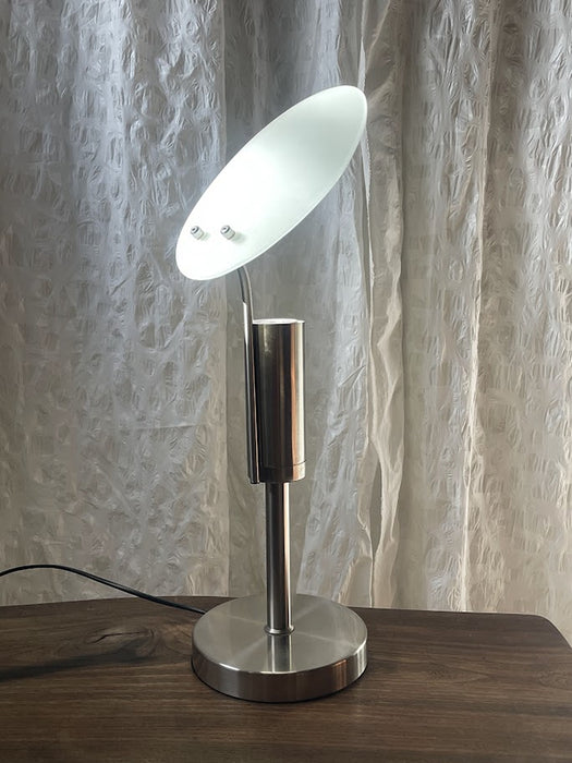 Adjustable Frosted Glass Disc Table Lamp, France 1990s