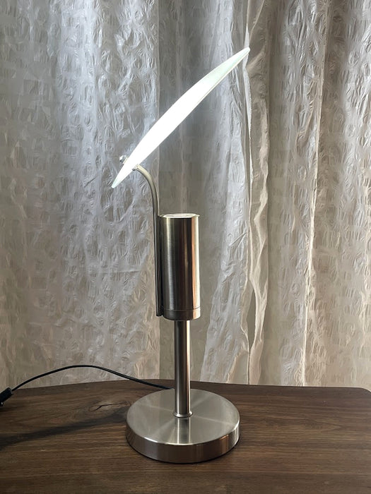 Adjustable Frosted Glass Disc Table Lamp, France 1990s