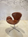 Swan Chair by Arne Jacobsen in Original Cognac Leather, Adjustable Height, Fritz Hansen