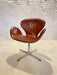 Swan Chair by Arne Jacobsen in Original Cognac Leather, Adjustable Height, Fritz Hansen
