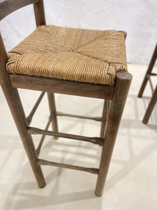 Pair of Rustic Ladder-Back Bar Stools Mediterranean Origin, Mid-20th Century