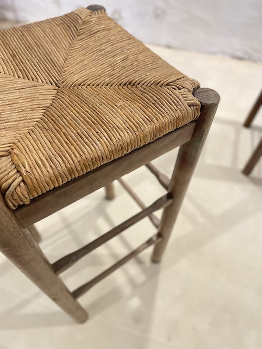 Pair of Rustic Ladder-Back Bar Stools Mediterranean Origin, Mid-20th Century