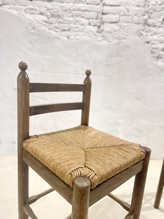 Pair of Rustic Ladder-Back Bar Stools Mediterranean Origin, Mid-20th Century
