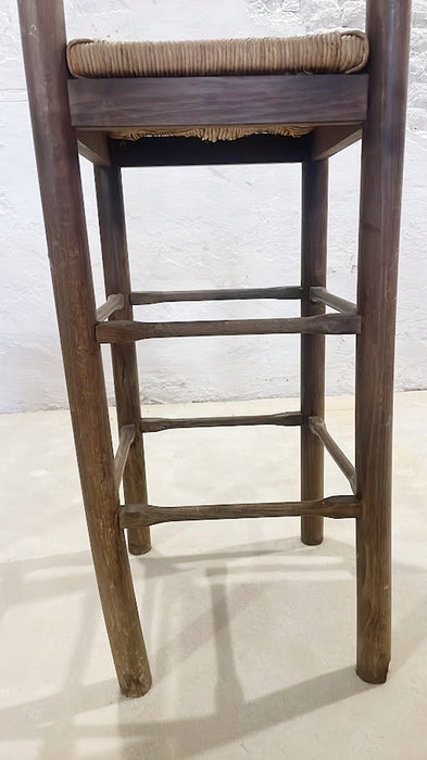 Pair of Rustic Ladder-Back Bar Stools Mediterranean Origin, Mid-20th Century