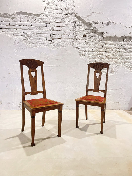  Swedish Art Nouveau Chairs in Oak, circa 1910