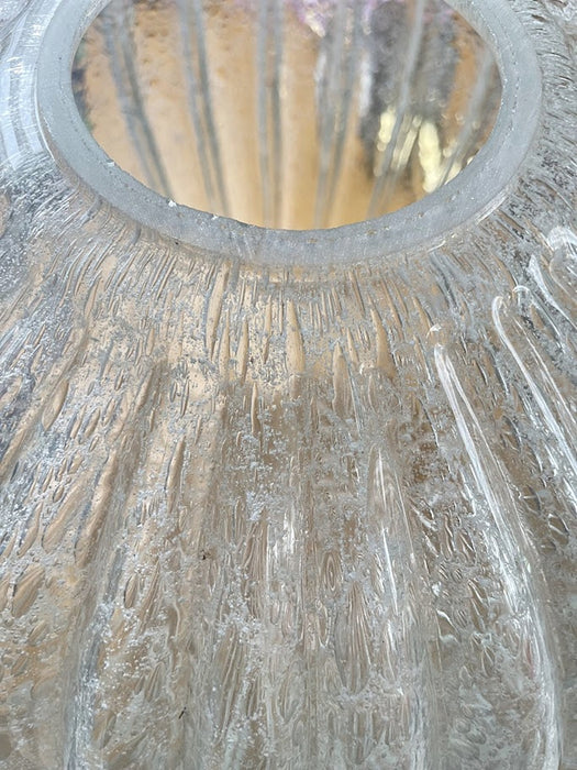 German DORIA Crackle Glass Pendant Lamp with Brass and Rope Suspension