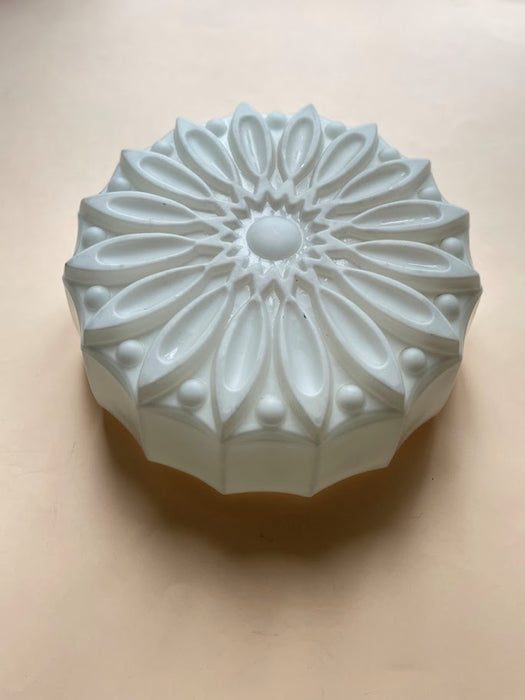 Mid-Century Czechoslovak Pressed Milk Glass Ceiling Light 1950s 