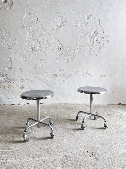 Rollen Zürich Authentic Swiss Bauhaus Industrial Chrome Swivel Stool circa 1950s