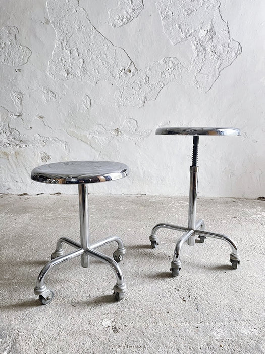 Rollen Zürich Authentic Swiss Bauhaus Industrial Chrome Swivel Stool circa 1950s