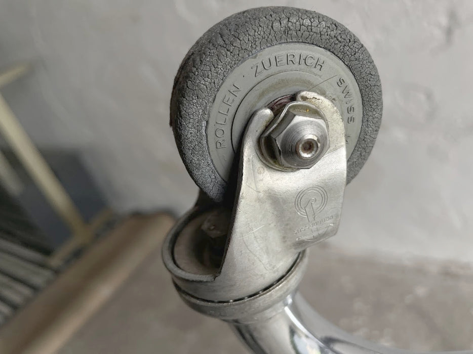 Rollen Zürich Authentic Swiss Bauhaus Industrial Chrome Swivel Stool circa 1950s