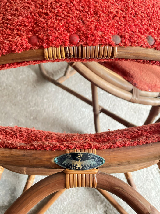 Rare Pair of Japanese Imaeda Rattan Lounge Chairs 1960s