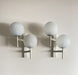 1960s Swiss Mid-Century Double Globe Wall Sconce – Crackle Opaline Glass Pair