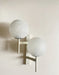 1960s Swiss Mid-Century Double Globe Wall Sconce – Crackle Opaline Glass Pair