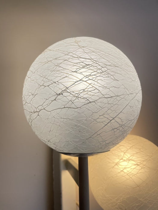 1960s Swiss Mid-Century Double Globe Wall Sconce – Crackle Opaline Glass Pair