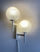 1960s Swiss Mid-Century Double Globe Wall Sconce – Crackle Opaline Glass Pair