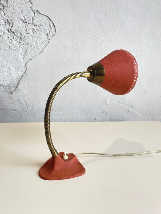 Ewa Varnamo Model 506 Swedish Mid-Century Modern Desk Lamp – 38 cm, Perforated Metal & Brass Gooseneck