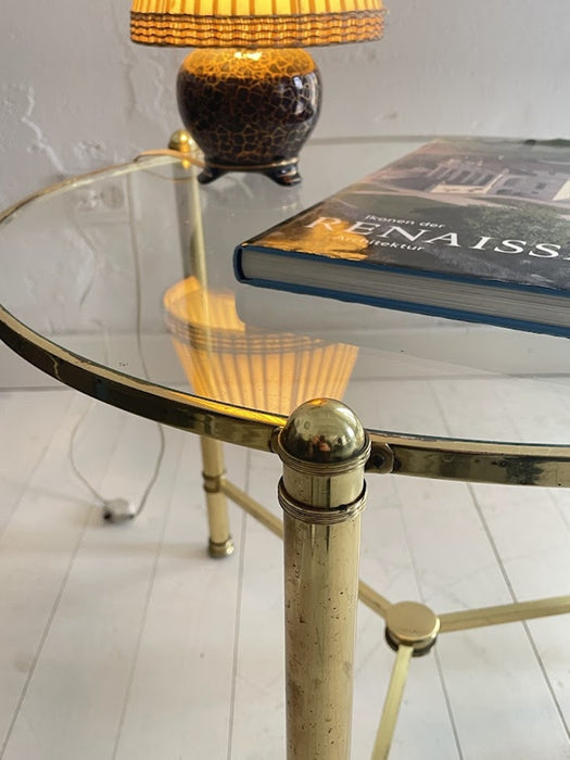French Brass and Glass Round Cocktail Table in the Style of Maison Baguès