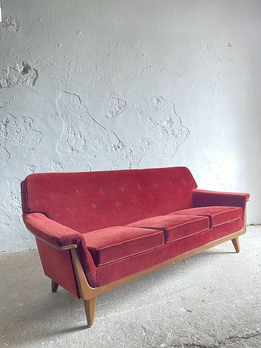 Mid-Century Modern Three-Seater Velvet Sofa, Swedish 1950s–1960s