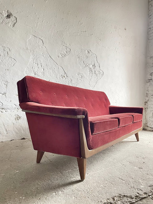 Mid-Century Modern Three-Seater Velvet Sofa Swedish 