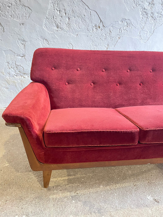 Mid-Century Modern Three-Seater Velvet Sofa, Swedish 1950s–1960s