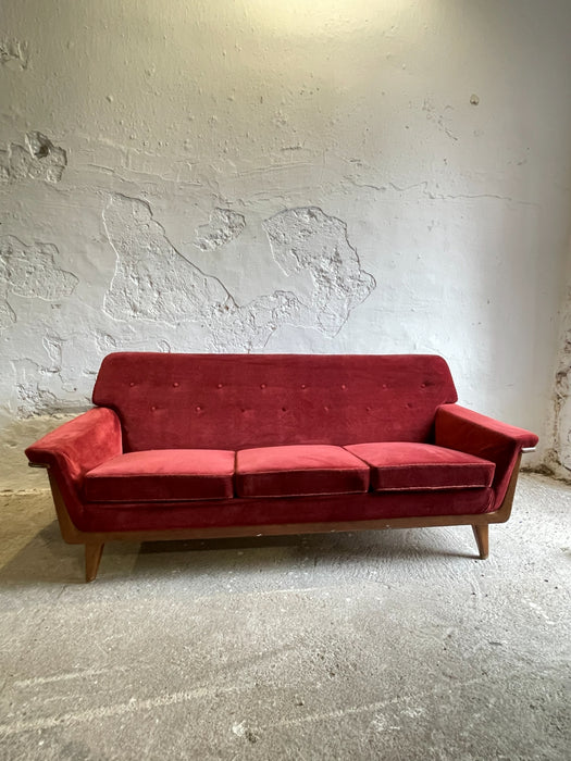 Mid-Century Modern Three-Seater Velvet Sofa, Swedish 1950s–1960s