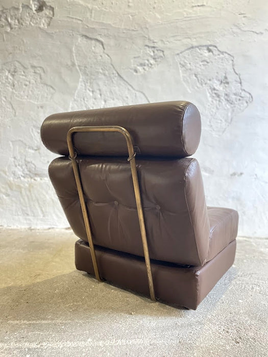 Vintage Yugoslav Design Convertible Leather Chair Bed, 1970s