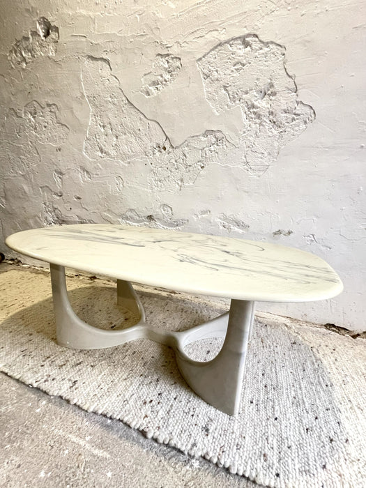 Vintage Marmorino Coffee Table With Sculptural Base, Danish Modern Style 1991