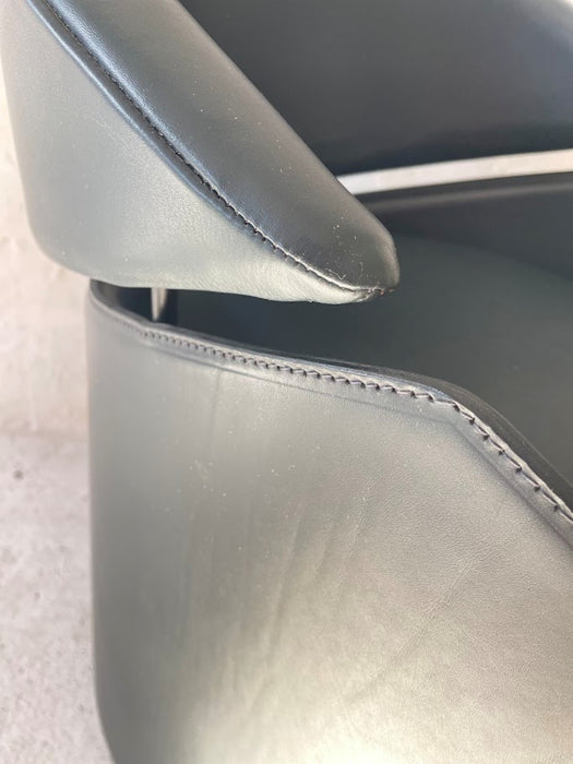 Italian Leather Armchair on Casters by Matteo Grassi