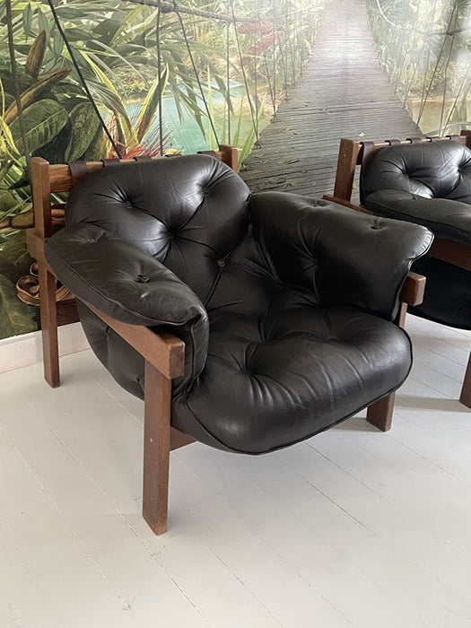 Mid Century Percival Lafer MP 41 Style Leather Armchair