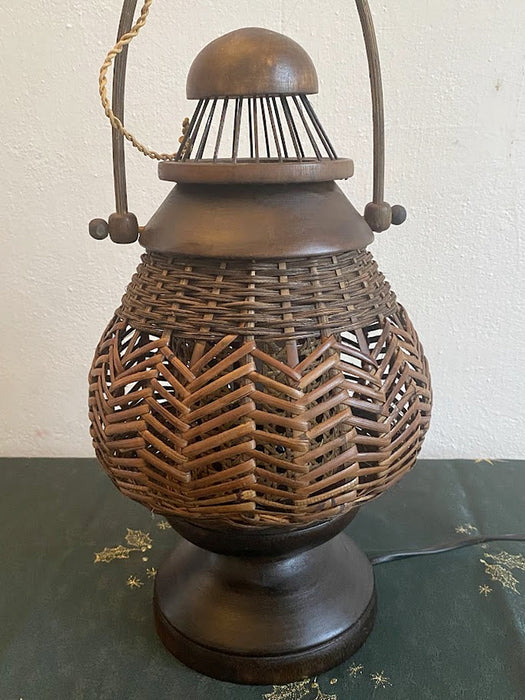 Vintage Rattan Table Lamp Circa 1980s