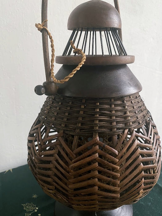 Vintage Rattan Table Lamp Circa 1980s