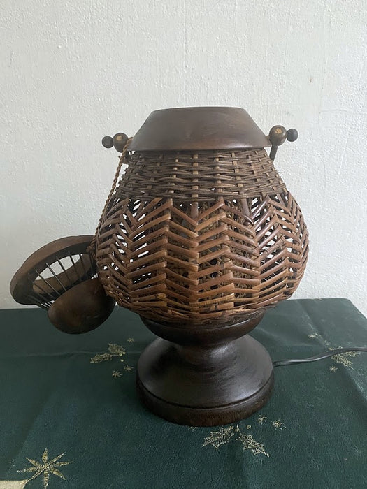 Vintage Rattan Table Lamp Circa 1980s