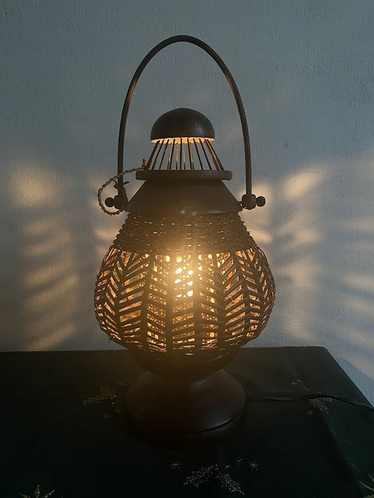 Vintage Rattan Table Lamp Circa 1980s