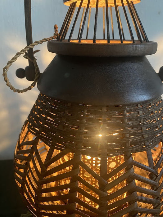 Vintage Rattan Table Lamp Circa 1980s